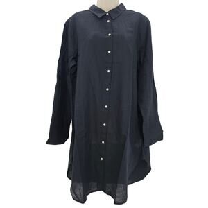 J. Crew Womans size L Relaxed Cotton Linen Beach Shirt Mini Dress BX614 NEW